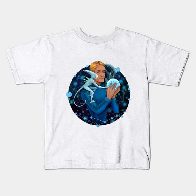 David and the galactic map Kids T-Shirt by Magical Forest